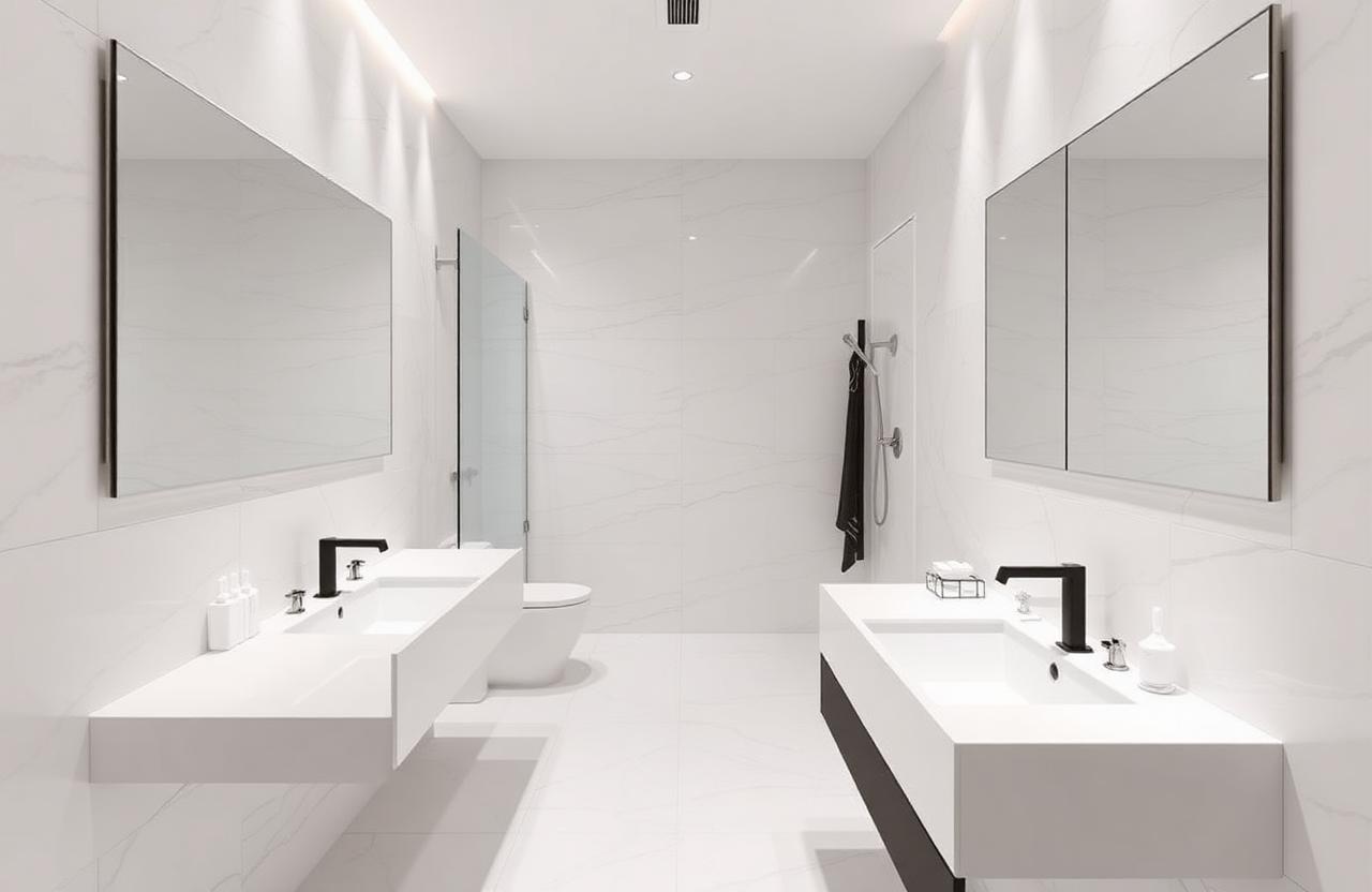 Large-format bath retile after