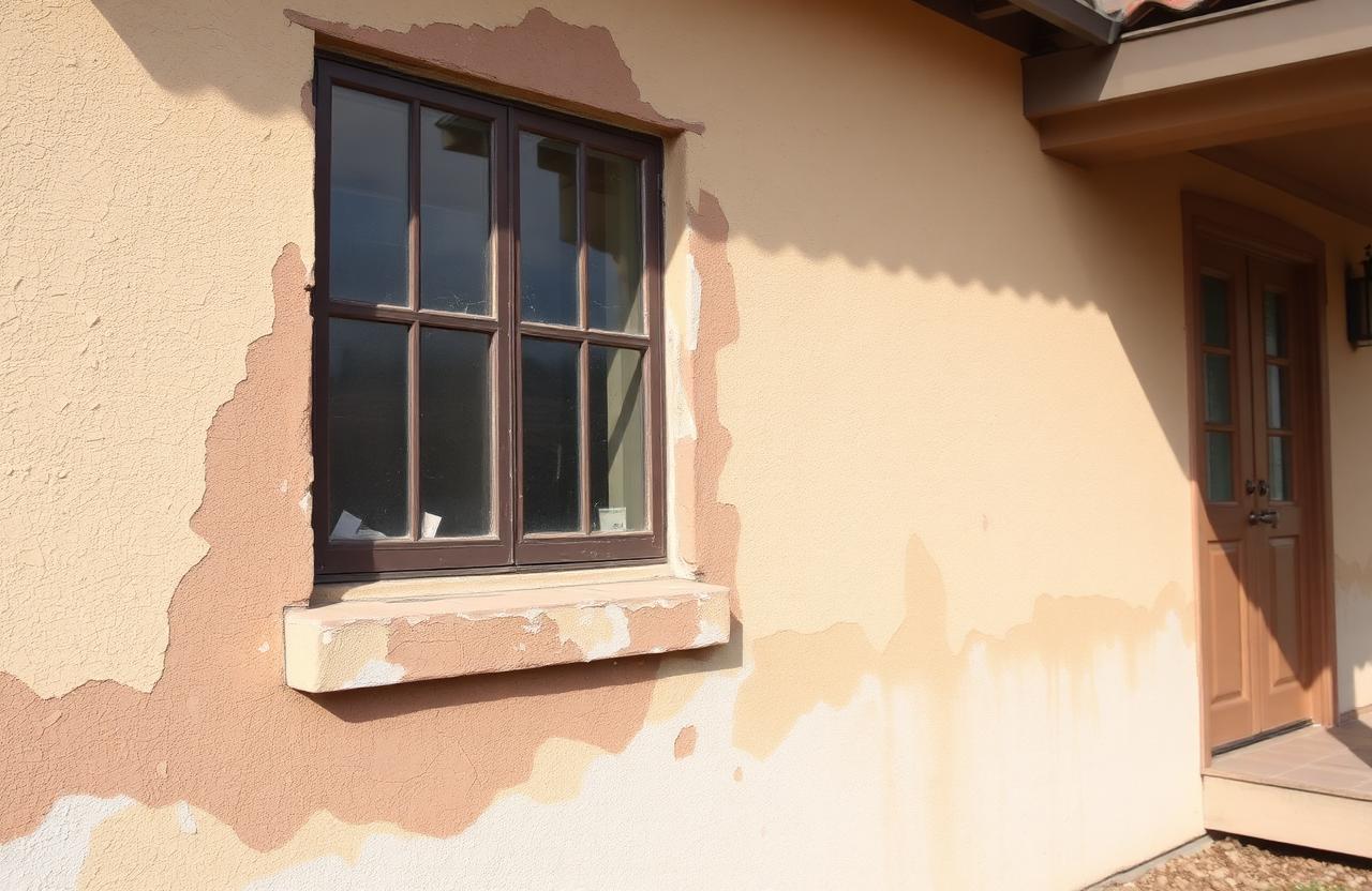 Side-yard stucco repair before