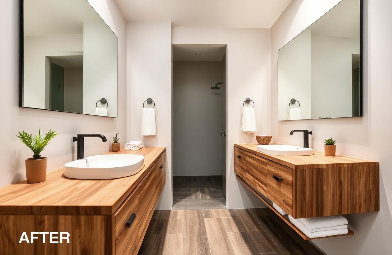 Powder room vanity upgrade after