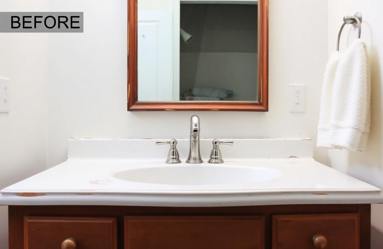 Powder room vanity upgrade before